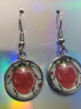 Strawberry Ladybug Dangle Earrings - Women's Jewelry